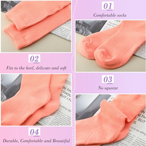 20 Pairs Women's Solid Color Crew Socks Lightweight Dress Sock for Women Girls4