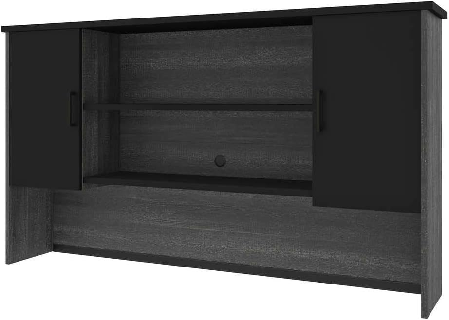 Bestar Norma Hutch, 71W, Black & Bark Gray, Professional Storage Unit, Organizer for Workspace Efficiency, Compact Shelving for Home Office