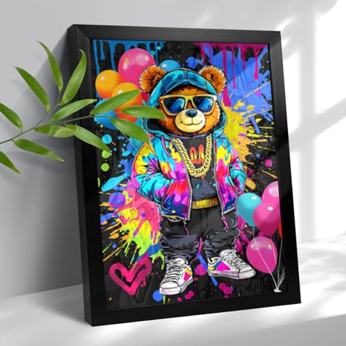 Wesluin Funny Graffiti Bear Bathroom Wall Art 12x16