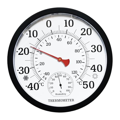 Tarqite Wireless Thermometer Room Temperature Indoor Outdoor Thermometer Hygrometer - No Battery Needed Weather Station with Large LCD Monitor Temperature & Humidity for Home Greenhouse Garden