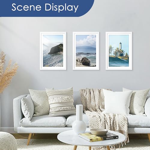 Image of PEALSN 12x18 Picture Frame Set of 6, Display Pictures 11x17 with Mat or 12x18 without Mat for Wall Mounting Display, Photo Frames Collage for Wall Decor, White.