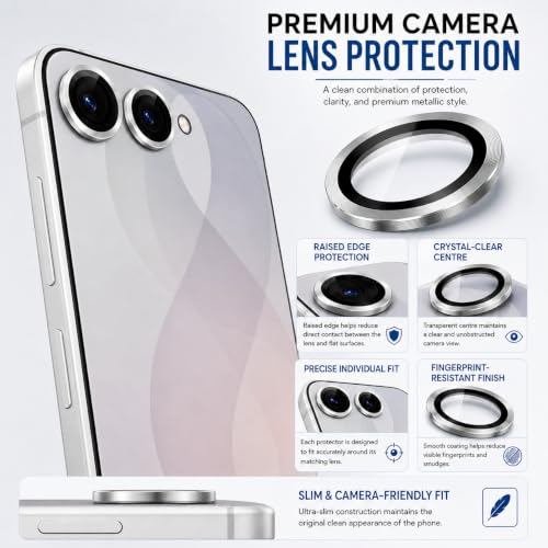 Image of FIRST MART Silver Camera Ring Guard Protector for Samsung Galaxy Z Flip 8 | Tempered Glass with Metal Alloy Rings, HD Clear, Scratch Resistant, Case-Friendly | Pack of 1
