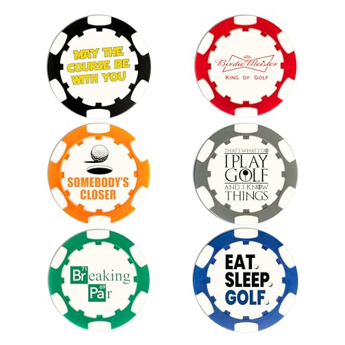 Golf Ball Marker Poker Chips | 6 Pack | Choose