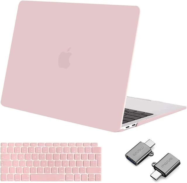 MOSISO Compatible with MacBook Air 13 inch Case 2022 2021 2020 2019 2018 M1 A2337 A2179 A1932 Retina Display with Touch ID, Plastic Hard Shell Case&Keyboard Cover&Type C Adapter 2 Pack, Rose Quartz