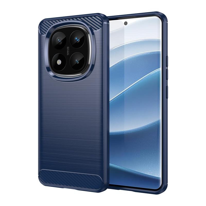 Hybrid Carbon Fiber Back Case for Mi Redmi Note 14 Pro Plus 5G (Blue)