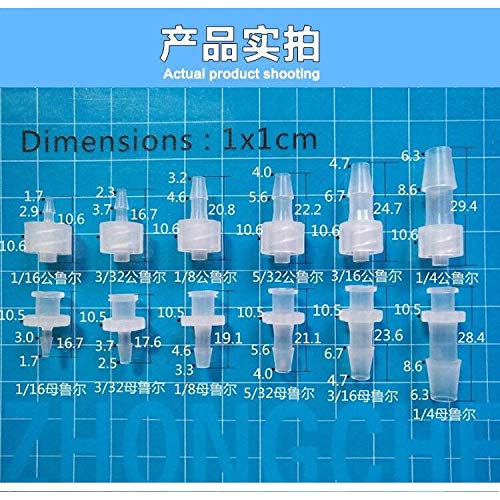 Pack of 25 Female Luer Lock to 1/8" Barb Hose Fittings Luer Adapter PP