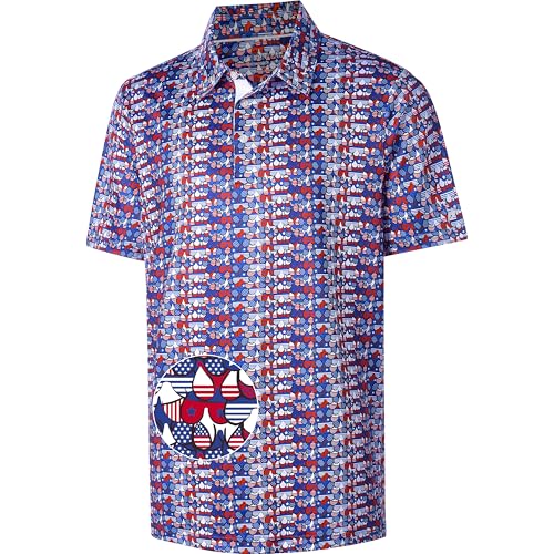 Camiseta polo para hombre de golf, manga corta, tejido transpirable y secado rápido, con estampados, poliéster y spandex miniatura 1