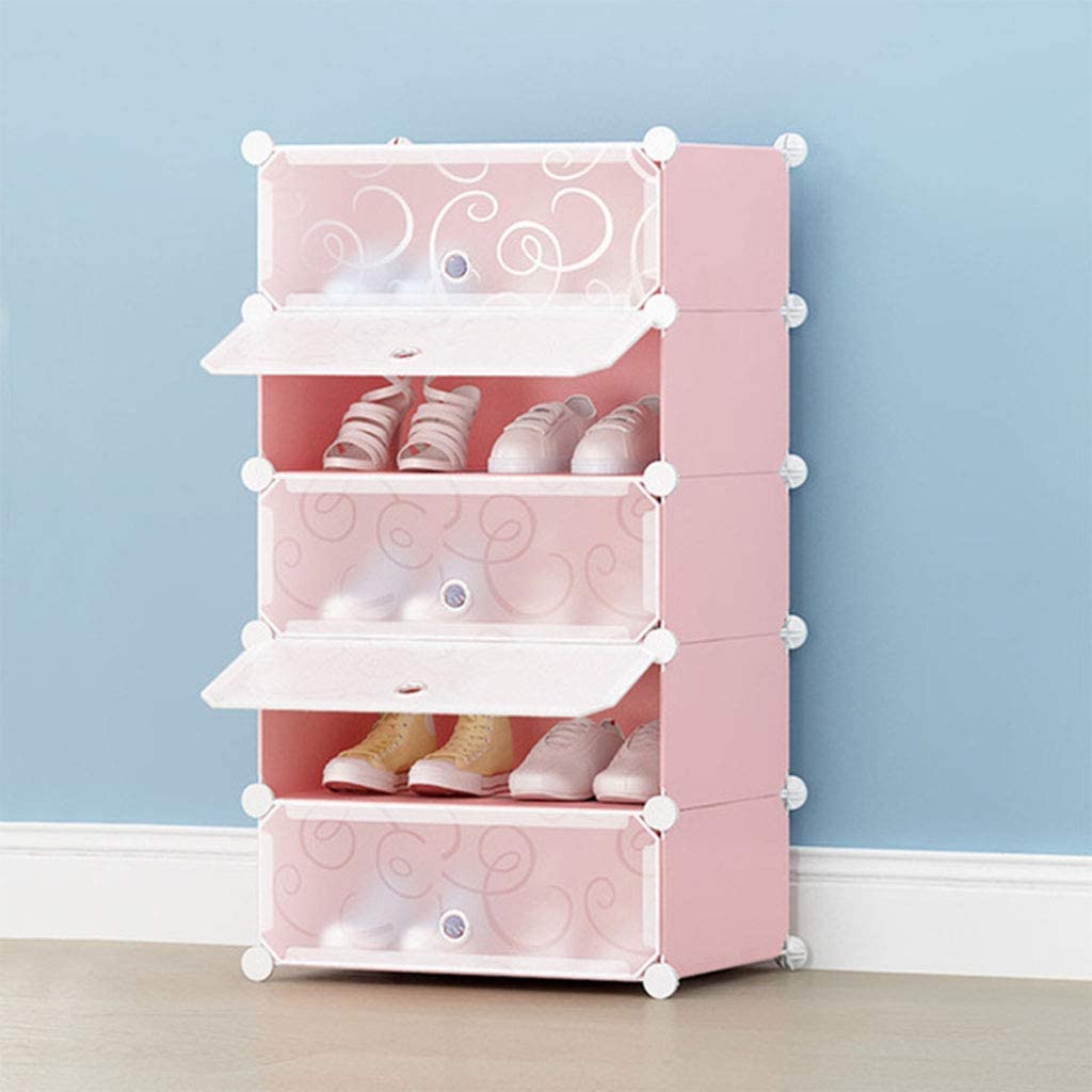 AYSIS DIY Shoe Rack Organizer/Multi-Purpose Plastic Layers Portable and  Folding Shoe Rack (Pink)