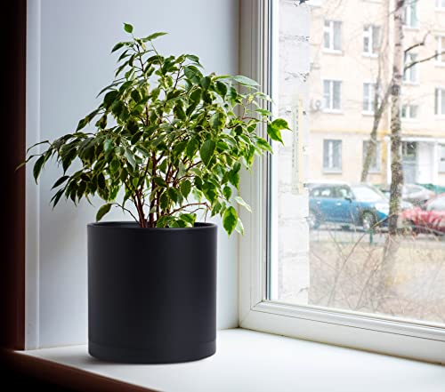 D'vine Dev 25,4 cm, 30,5 cm, 35,6 cm, 3 Stück, Kunststoff-Pflanztöpfe für Pflanzen mit Drainageloch und nahtlosen Untersetzern, schwarz… – Ansicht 6
