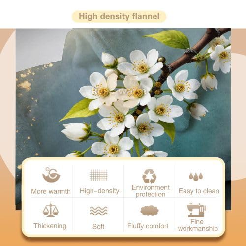 Mantas para Sofas Grandes 220x240 Flor de Peral Blanca, Manta Termica Franela Mantilla Felpa para Cama 135/150, Mantitas Polar Suave y Cálida para Perro Mascota Habitacion Dormitorio