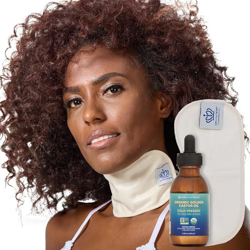 QUEEN OF THE THRONES Castor Oil Pack for Neck Less Mess Reusable Organic Cotton Flannel Naturopathic Doctor Designed (Castor Oil Included)