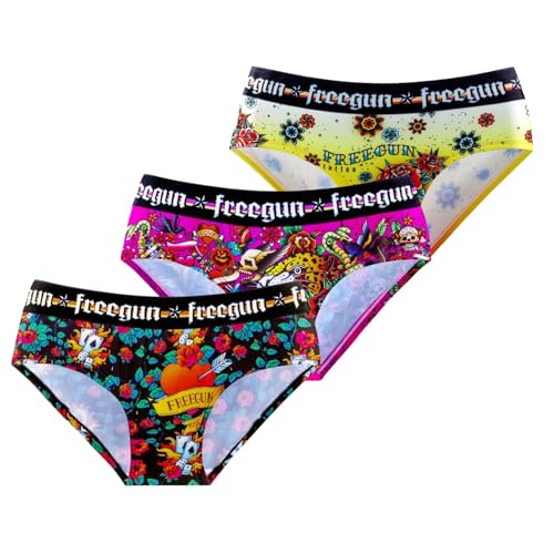 FREEGUN Culotte Fille Rock, Culottes et Slips Enfant, Confortable et Doux (Lot de 3), Violet Taille 14 ans/16 Ans
