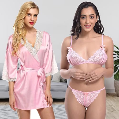 Image of Love Maker Soft Spandex Net Women Babydoll Honeymoon Nightwears Combo Small to 3XL