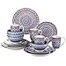 Zestawy Zastawy Stołowej 16/32-Częściowy Zestaw Zastawy Stołowej Z Czeskiej Mandali W Turkusowej Porcelanie Z Talerzem Obiadowym, Talerzem Deserowym, Miską, Kubkiem Porcelanowa Zastawa Stołowa (Kolor