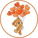 Aus Premium-Oblatenpapier Essbarer Tortenaufleger Süßer Bär mit Herzballons // Tortendekoration Party