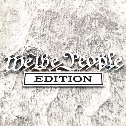 Image of Pair Set We The People Edition Metal Emblem 3D Badge Decal Fits for Universal Vehicle, Car, Truck, SUV Decoration (Silver Black)