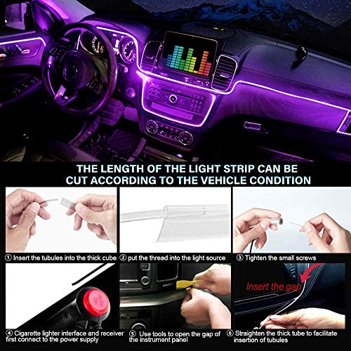 Automaze-Car-LED-Interior-Strip-Light-16-Million-Colors-5-in-1-with-6-Meters-Fiber-Optic-Multicolor-RGB-Sound-Active-Automobile-Atmosphere-Ambient-Lighting-Kit-Wireless-Bluetooth-APP-Control