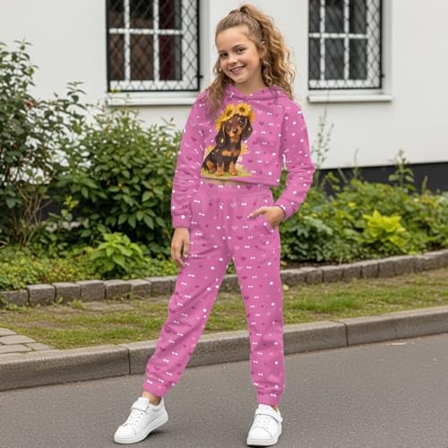 Girls 2 Piece Outfits Long Sleeve Pullover Cropped Tops Sweatshirt and Elastic Sweatpants Jogger Set with Pockets3