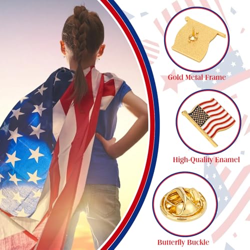 Yadiana American Flag Lapel Pins - Metal USA Flag Brooch Pins Bulk for Men & Women, Patriotic 4th of July, Memorial Veterans Day Souvenir Badges - Suit, Hat, Clothes Accessories3