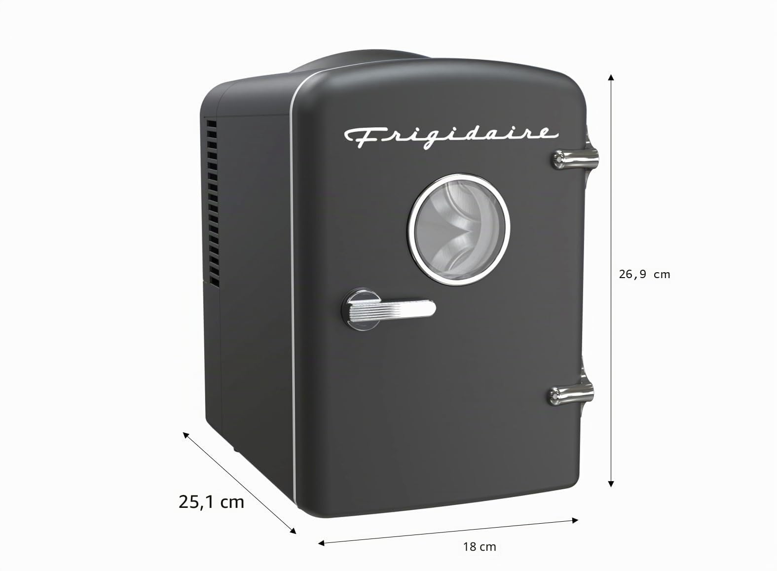 Frigidaire EFMIS171-BLACK Mini réfrigérateur portable rétro idéal pour la maison, le bureau ou la chambre à coucher avec support actif sur le dessus avec poignée