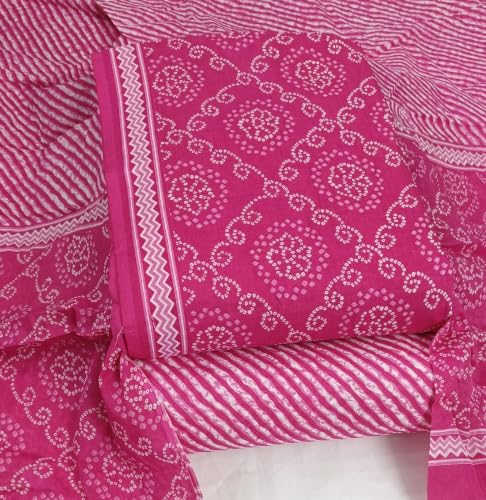 Image of DRAVINAM Trends Women's Premium Cambric Cotton Jaipuri Printed Unstitched Salwar Suit Dress Material with Mulmul Cotton Dupatta