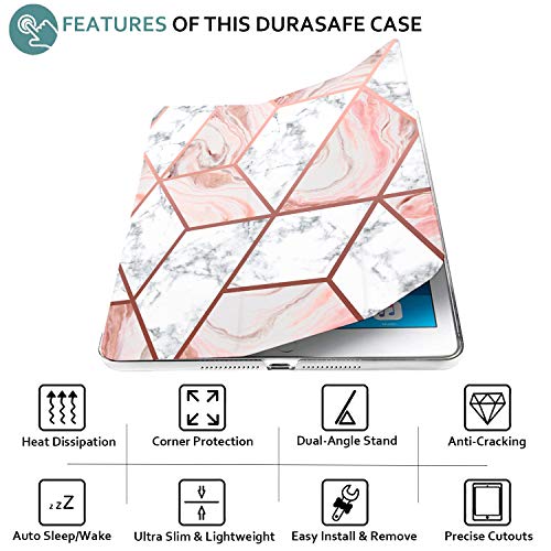 Image of DuraSafe Cases for iPad PRO 12.9 3 [ 3rd Generation 2018 ] A1876 A2014 A1895 MTHN2HN /A MTHU2HN /A MTEL2HN /A MTEM2HN /A Trifold Printed PC Lightweight Protective Clear Back Cover - Marble Pink