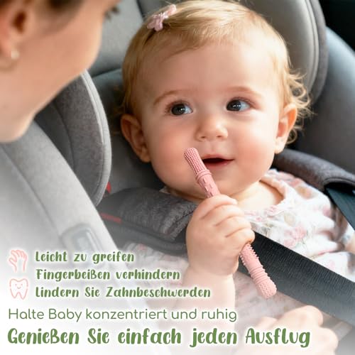ORAGKE Beißröhrchen Zahnungshilfe Baby BPA-frei, 6 Stück Silikon Kaustange Baby Zahnen, Beißstange mit 2 Reinigungsbürsten, Beißstab Zahnen Hilfe, Beißring Beißspielzeug ab 3 Monate, Spülmaschinenfest