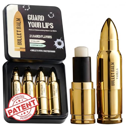 Bullet Lip Balm for Men (Vanilla & Peppermint) – Cool Gifts for Gun Owners, Unique Gifts...