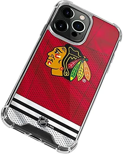 Skinit Clear Phone Case Compatible with iPhone 13 Pro - Officially Licensed NHL Blackhawks Red Stripes Design