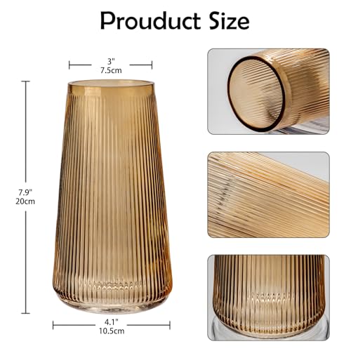 Briful 20cm Tall Glass Vase for Flowers Decorative Flower Vases - Image 2
