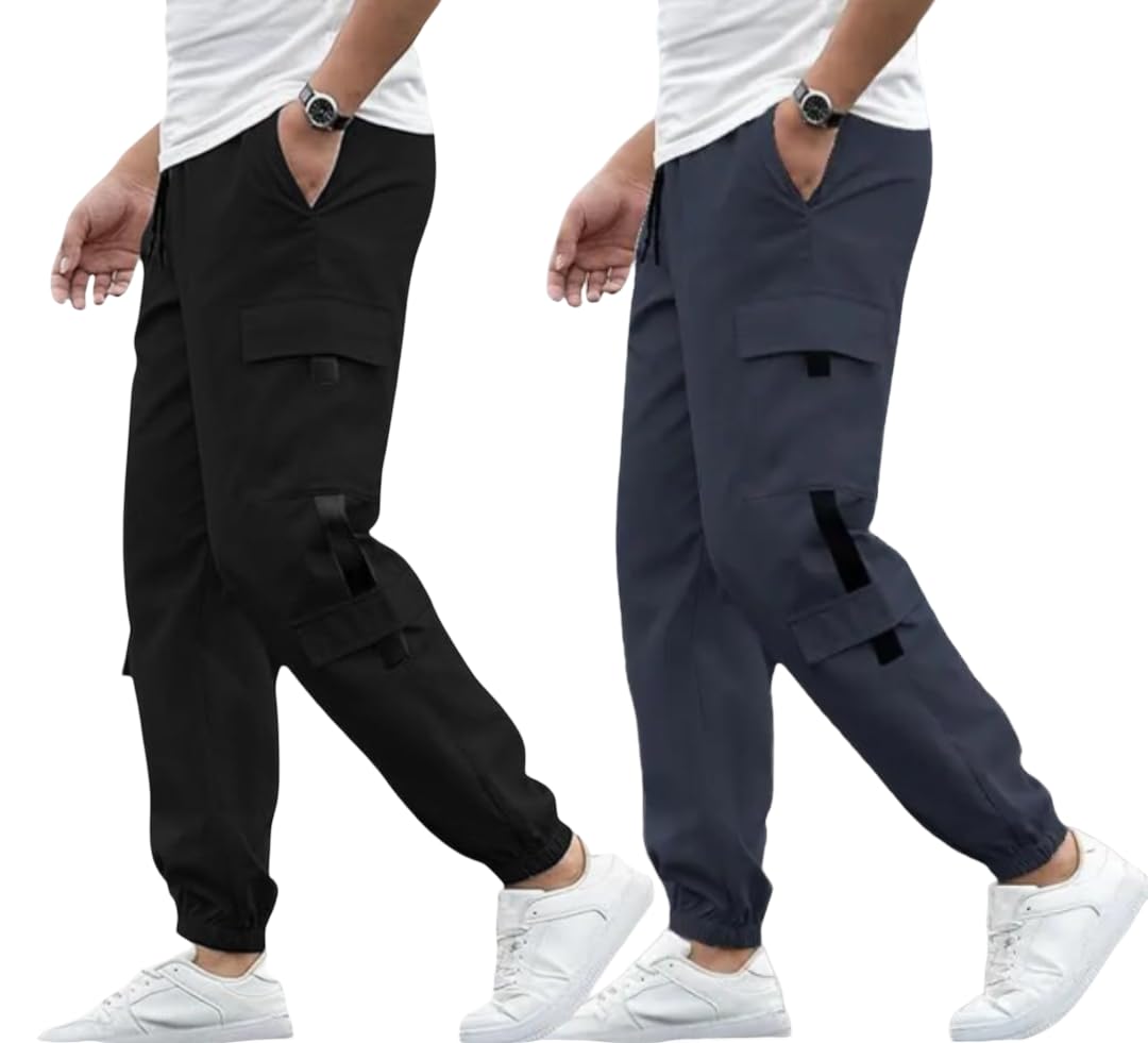 Men’s Track Pants Combo | Casual Cargo Jogger Style | Lycra Blend Fabric | Full Elastic Comfortable Fit
