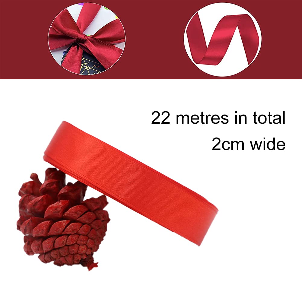 Lot De 2 Rubans De Satin De Soie Rouge Et Vert Pour Emballage Cadeau, Tressage, Anniversaire, Mariage, Décoration De Scrapbooking (1,5 Cm X 22,9 M/rouleau