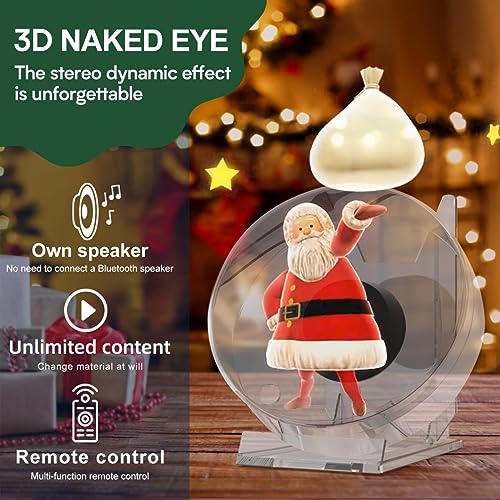 Image of 3D Hologram Fan with WiFi, 4.72 Inch 3D Holographic Fan Projector Advertising Display with Cover Picture Spinner & Remote for Halloween,Christmas,Parties (12CM)