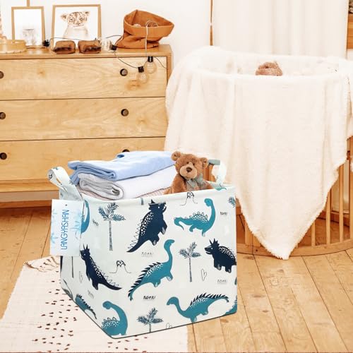 Image of Square Storage Baskets Children Shelves Gift Toy Organizer Room Dinosaur | Laundry Hamper Collapse Canvas with Handles for Organizing Home Kitchen Children Toys Office Closet Shelf