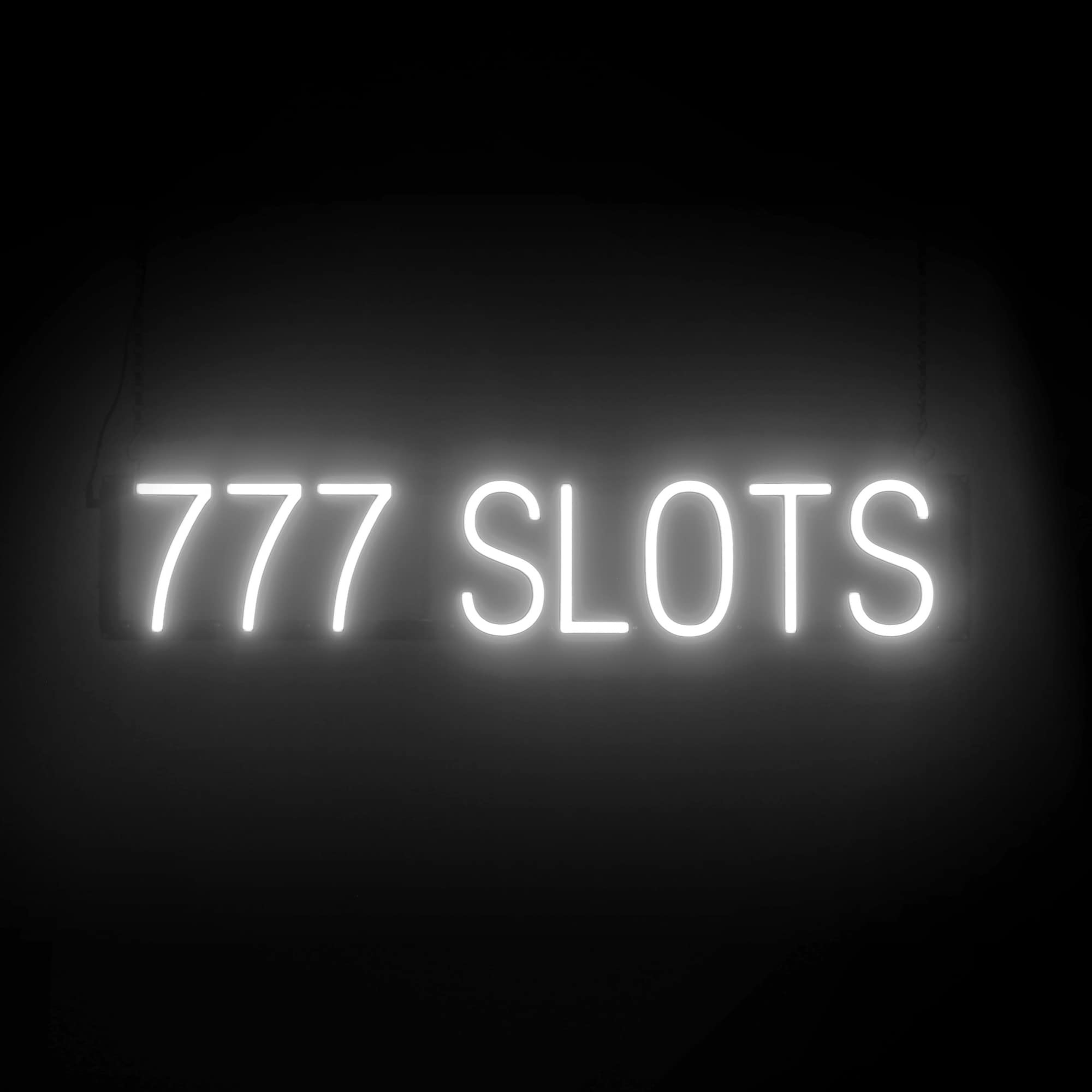 SpellBrite777 SLOTS Sign for Businesses | Slots & Gaming-Related Signs with Neon Look, White LED Light | 32.5" x 6.3"