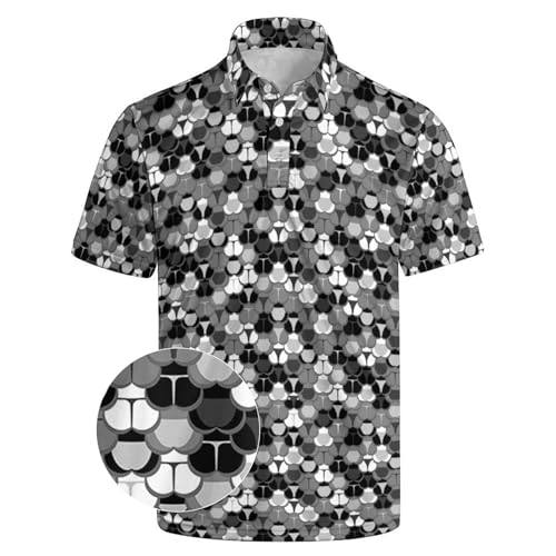 Image of Men's Funny Golf Shirts Hawaiian Polo Shirts 80S Flashes Polo Shirts Funny Hawaiian Beach Summer Golf Polo Shirts