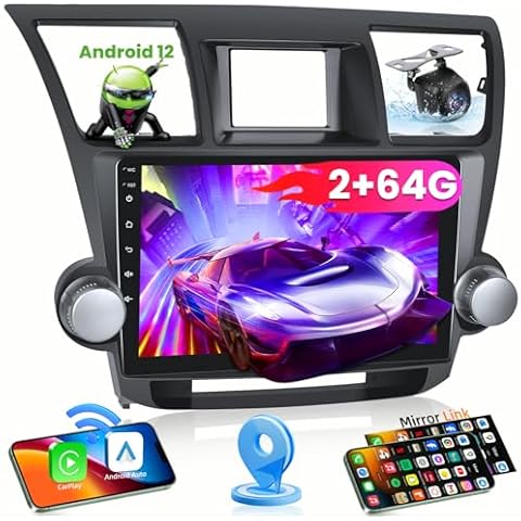 Car Radio Stereo for Toyota Highlander 2008-2013: Upgrade 10 Inch Touchscreen Replacement Head Unit with Wireless Carplay Android Auto Built-in GPS Bluetooth FM SWC Mirror Link Backup Camera (2G+64G) Cover