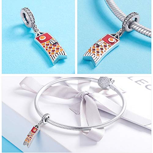 Colgante de plata de ley 925 compatible con pulseras abalorio esmalte rojo CMBSSTFC 5