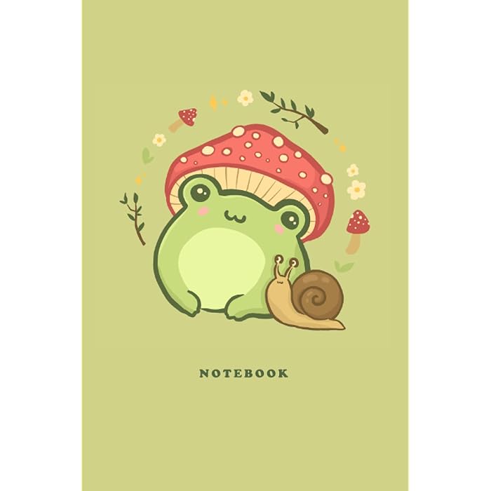 Buy Notebook Cute Frog With Mushroom Hat Lined Journal Kawaii Cottagecore Aesthetic Diary