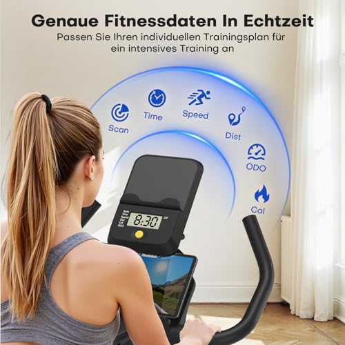 [UPGRADE] Heimtrainer Fahrrad mit APP, CHAOKE Hometrainer Fahrrad, Leises, Stufenlos Einstellbares Magnetsystem, Ergometer Heimtrainer mit LCD-Display, Indoor Fitnessbike für Zuhause, Bis 150KG