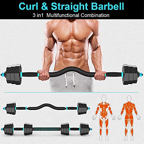 Adjustable Dumbbell Sets 30 40 LBS Dumbellsweights Set, Curl Bar with Weights Dumbbell Set for Men and Women, Double Bolts Barbell Weights Set for Home Gym - Image 4
