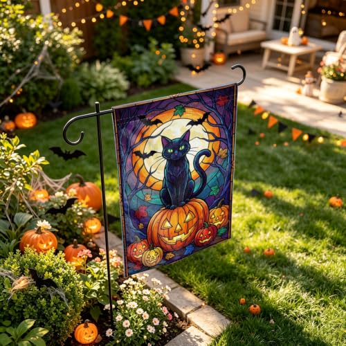 Halloween Black Cat Garden Flag 12x18 Inch Spooky Pumpkin Outdoor Yard Flag - image 4