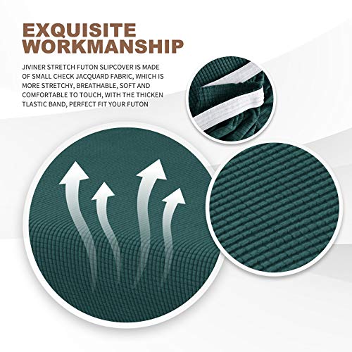 Jiviner Stretch Futon Cover Universal Armless Sofa Slipcover Non Slip Spandex Sofa Bed Without Armrest Cover Soft Spandex Futon Slipcover With Elastic Bands (Futon, Blackish Green) #TOP3