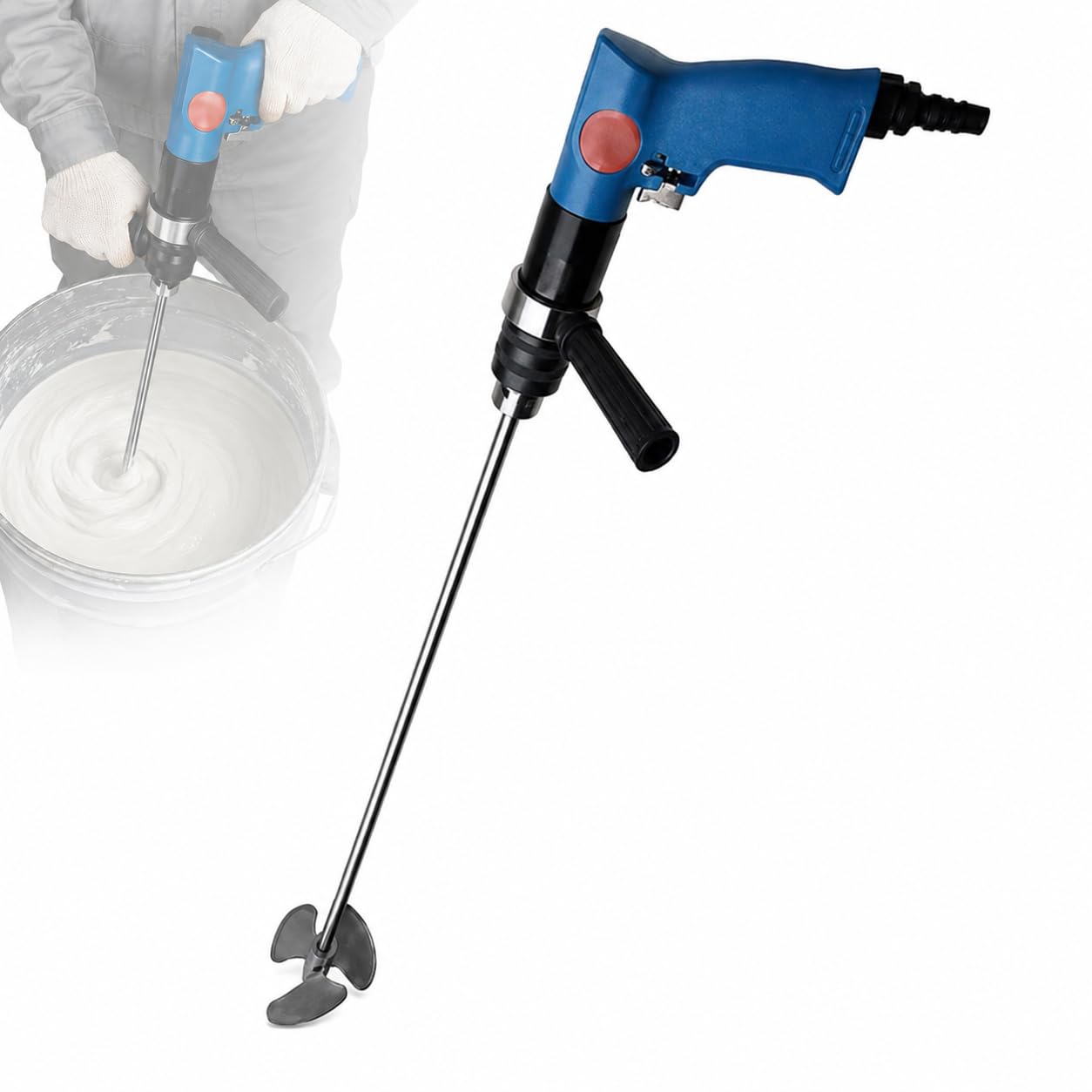 KJZQXYX Handheld Coating Mix Machine, Pneumatic Mixer Agitator,Paint Stirring Machine,with Stainless Steel Impeller,for Paint, Ink, Coating (Blades)
