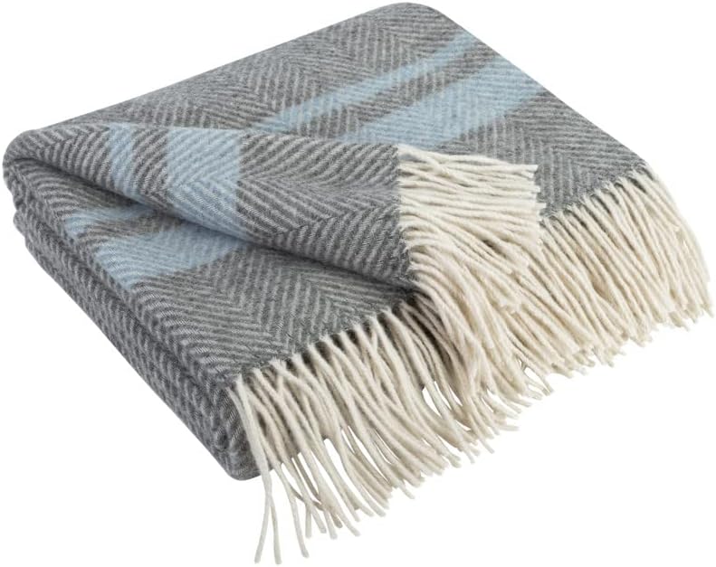 LoveYouHome Wool Merino Rombs Blanket-Throw For Sofa Single / Double Bed Sofa Soft Extra Large and Thick (55 in X 79 in | 140 cm X 200 cm - Beige)