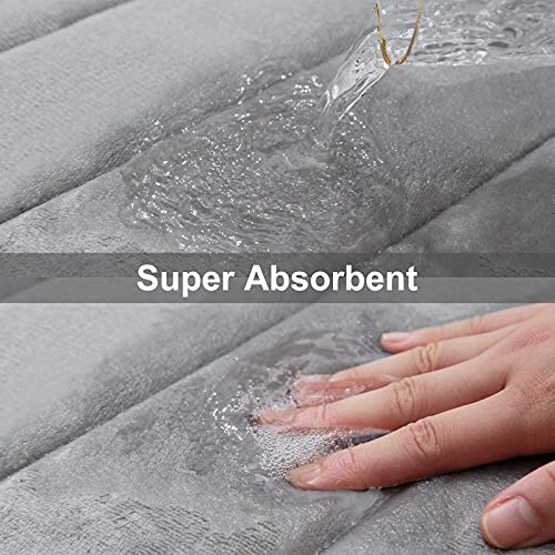 Memory Foam Soft Bath Mats - Non Slip Absorbent Bathroom Rugs Rubber Back Runner Mat for Kitchen Bathroom Floors 17" x 47", Grey
