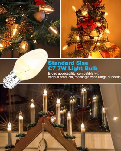 Image of OuuKoo Night Light Bulb Warm White Replacement Bulbs - E12 Light Bulbs - 7Watt Incandescent Light Bulbs - 15 Packs Warm White Glow - Dimmable