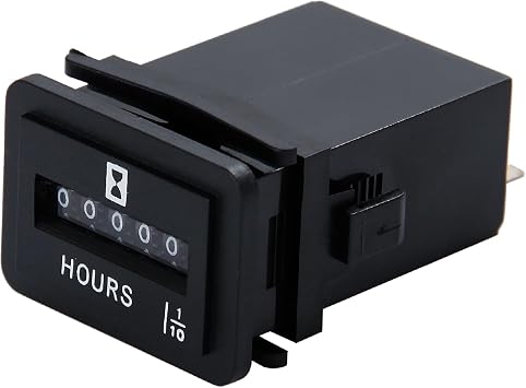Jayron JR-HM001 Mechanical Hour Meter AC 110-250V Snap in Rectangular Hour Meter for Compressor Motorhome Generator Fork Lifts Golf Carts and Any Other Battery Powered Equipment