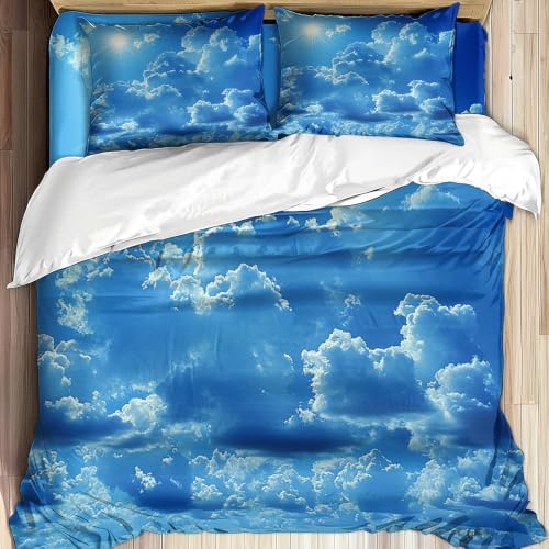 Parure de lit imprimé 3D nuages en tissu microfibre doux d'une finition irréprochable