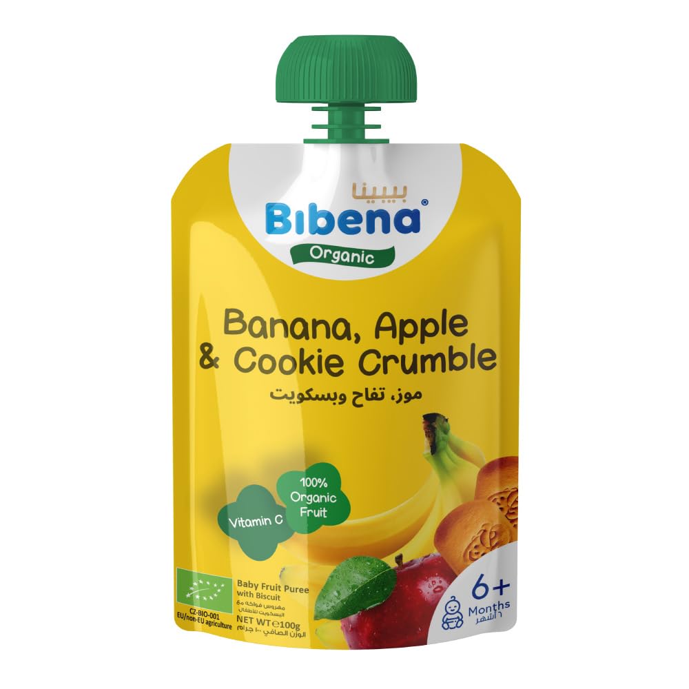 Bibena Organic Puree, Banana- Apple - Cookie Crumble from 6 months 100g